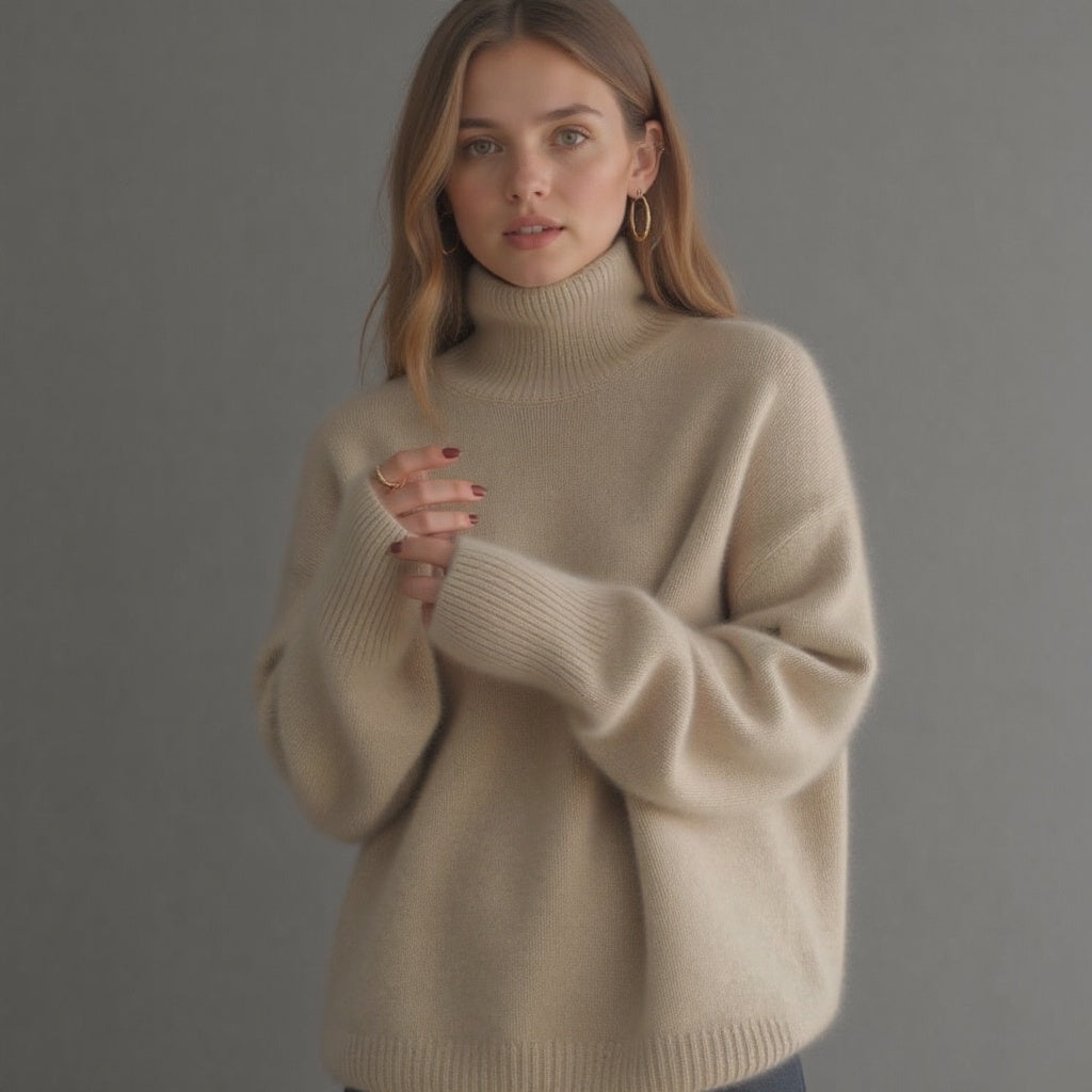 Claranica | Suéter de Cachemira Oversized con Cuello Alto
