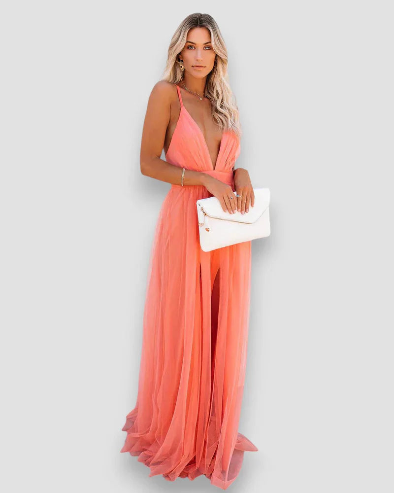 Rosita | Vestido Largo Tirantes Espalda Cruzada