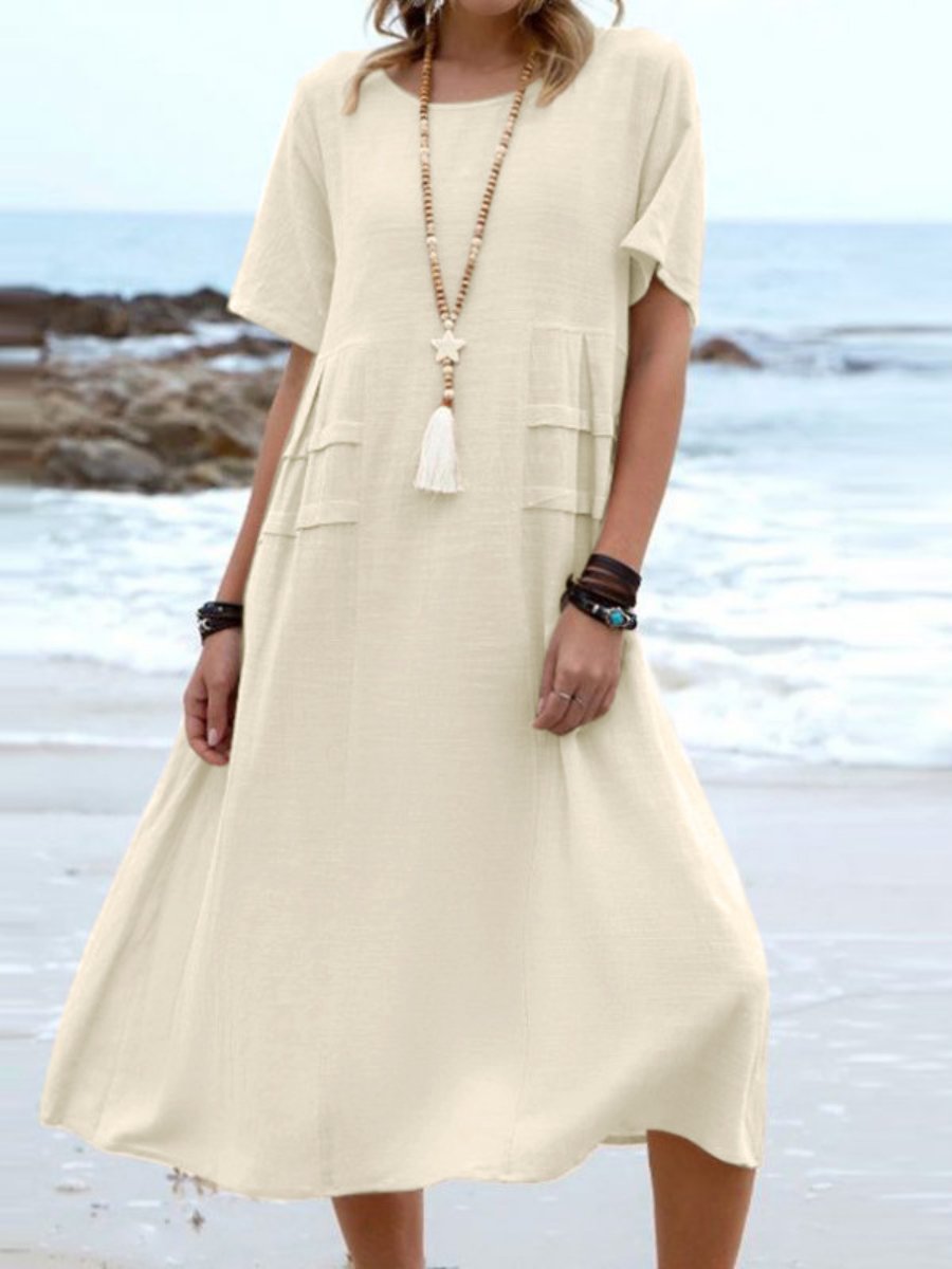 Aryuna | Vestido Midi Suelto Cuello Redondo