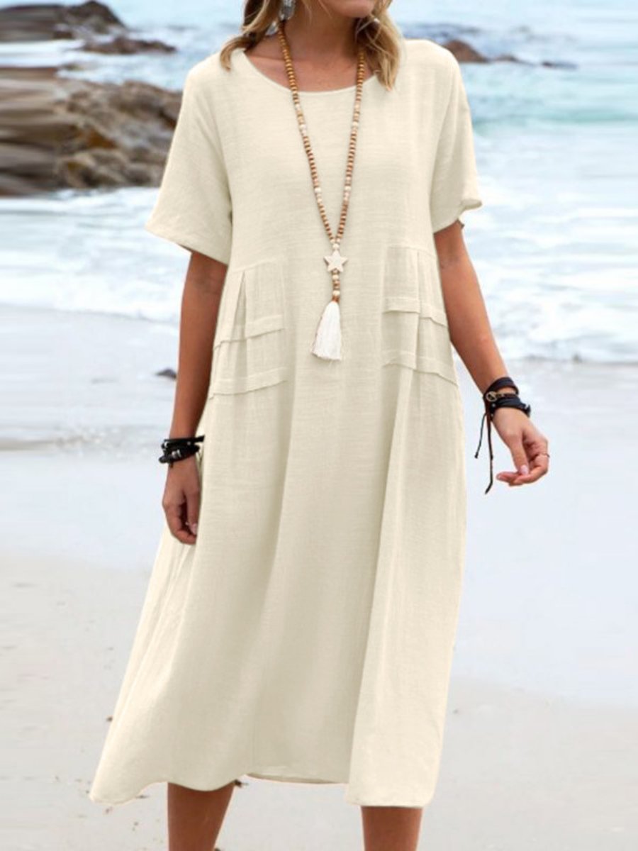 Aryuna | Vestido Midi Suelto Cuello Redondo