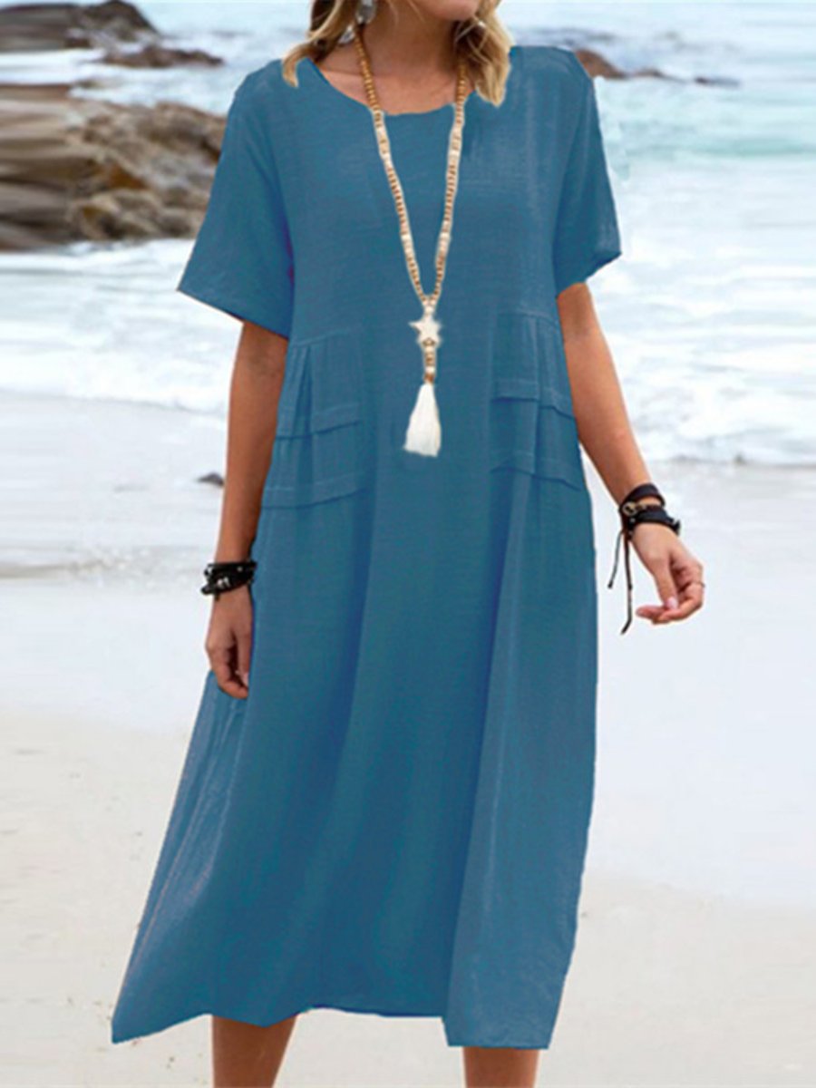 Aryuna | Vestido Midi Suelto Cuello Redondo