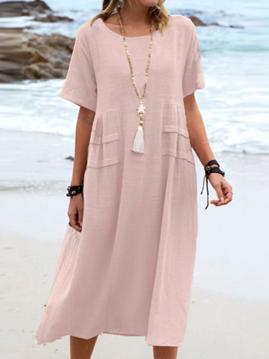 Aryuna | Vestido Midi Suelto Cuello Redondo
