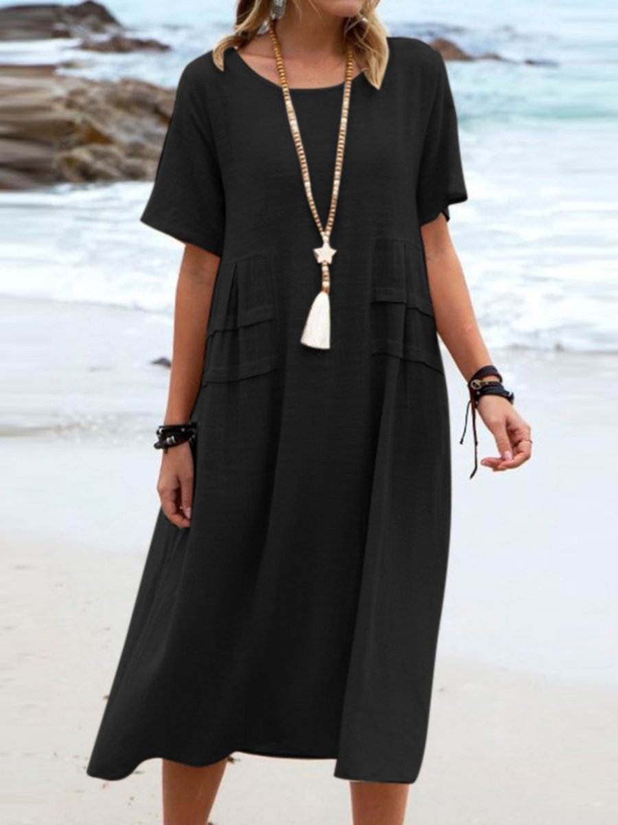 Aryuna | Vestido Midi Suelto Cuello Redondo