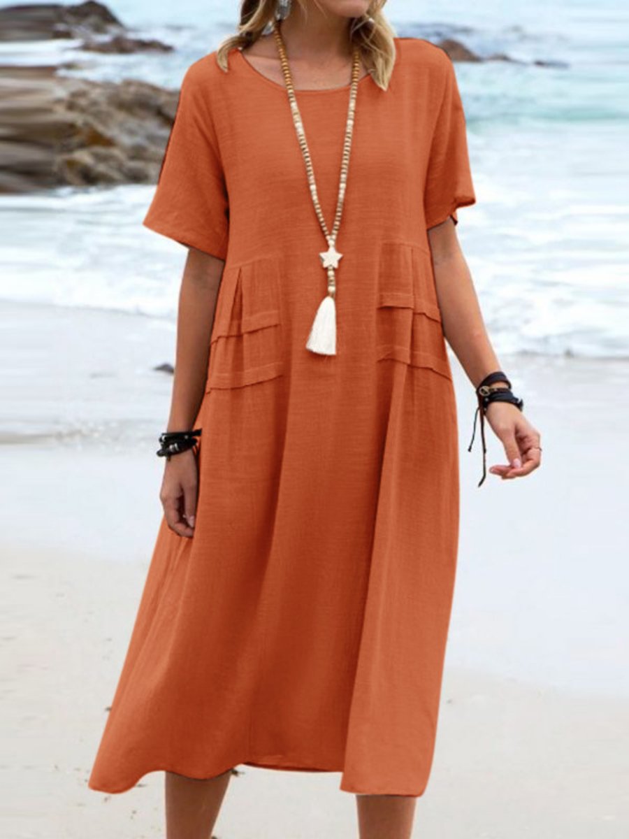 Aryuna | Vestido Midi Suelto Cuello Redondo