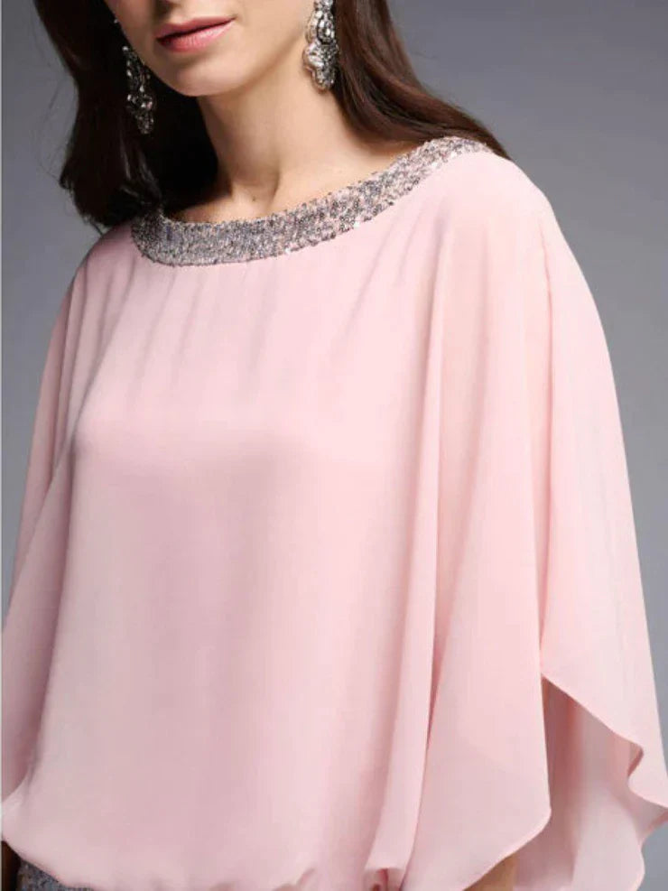 Grezzja | Conjunto Rosa Con Lentejuelas Y Pantalón