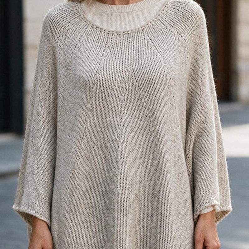 Nicoanessa | Poncho Draped con Cuello Redondo