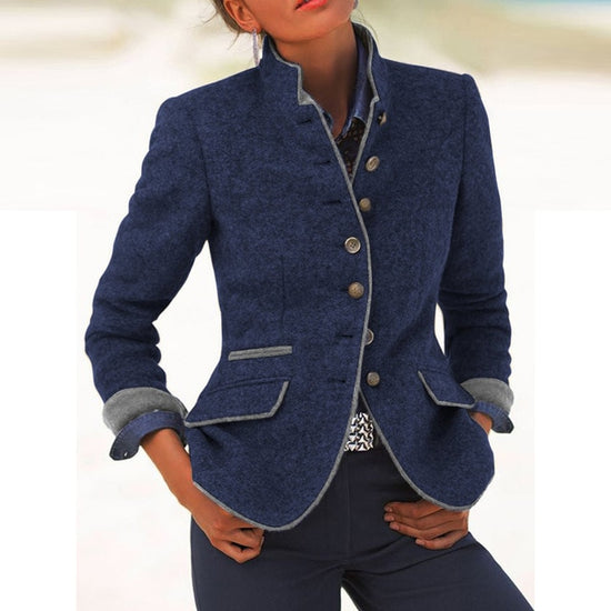 Mirjam  | Blazer con Cuello alto y Botones en la Parte Delantera