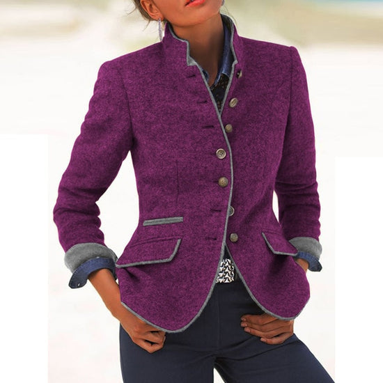 Mirjam  | Blazer con Cuello alto y Botones en la Parte Delantera
