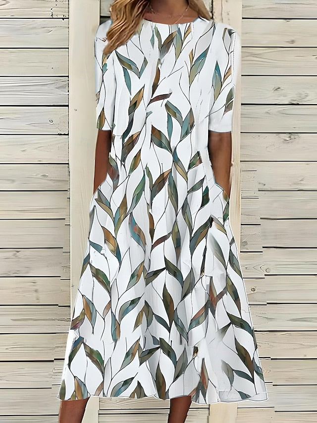 Malgorzata | Vestido MIDI Con Estampado Floral Y Mangas Cortas