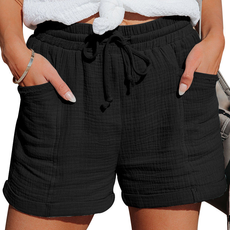 Ivanna | Pantalones Cortos Informales Con Bolsillos y Cordón en la Cintura