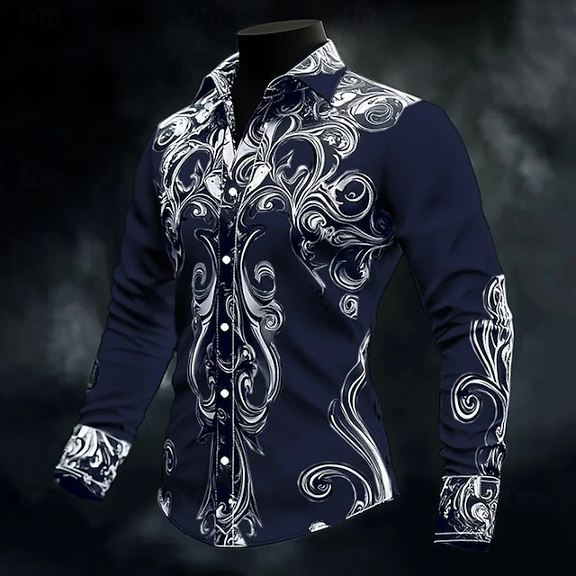 Leighton | Camisa Vintage Con Estampado Barroco y Botones
