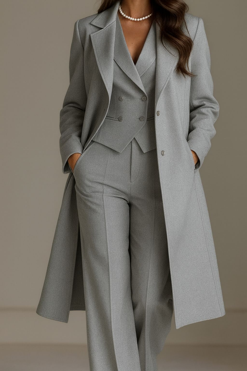 Nidia - Traje de Tres Piezas Con Blazer Largo