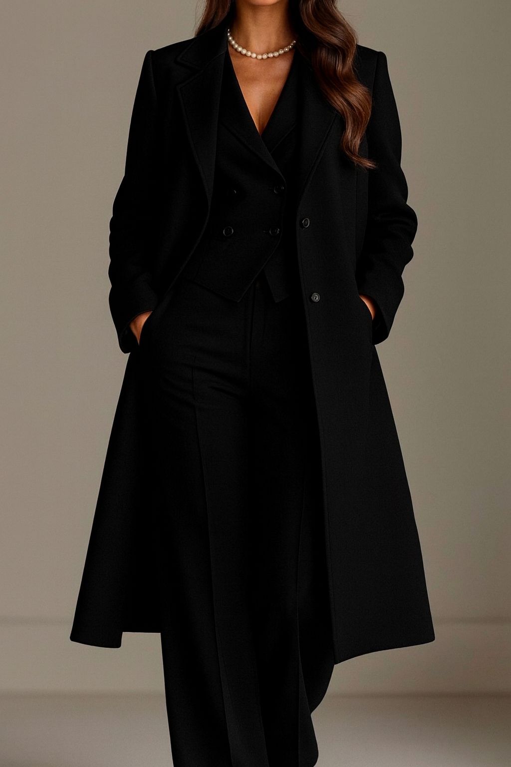 Nidia - Traje de Tres Piezas Con Blazer Largo