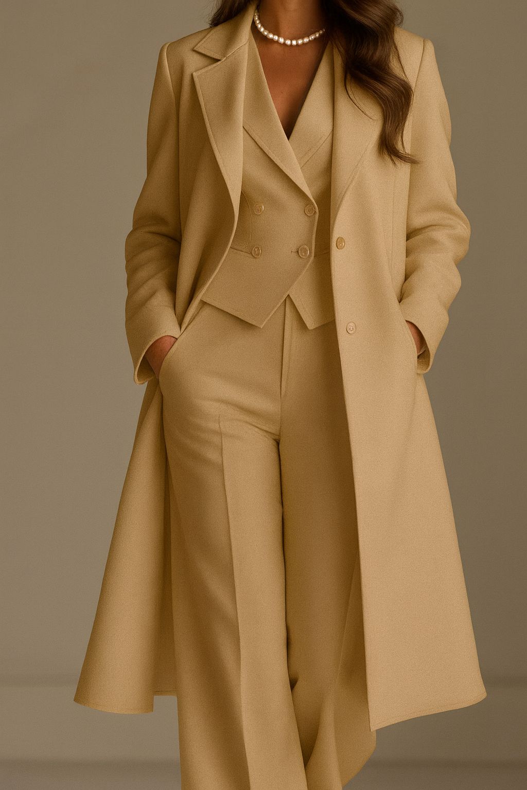 Nidia - Traje de Tres Piezas Con Blazer Largo