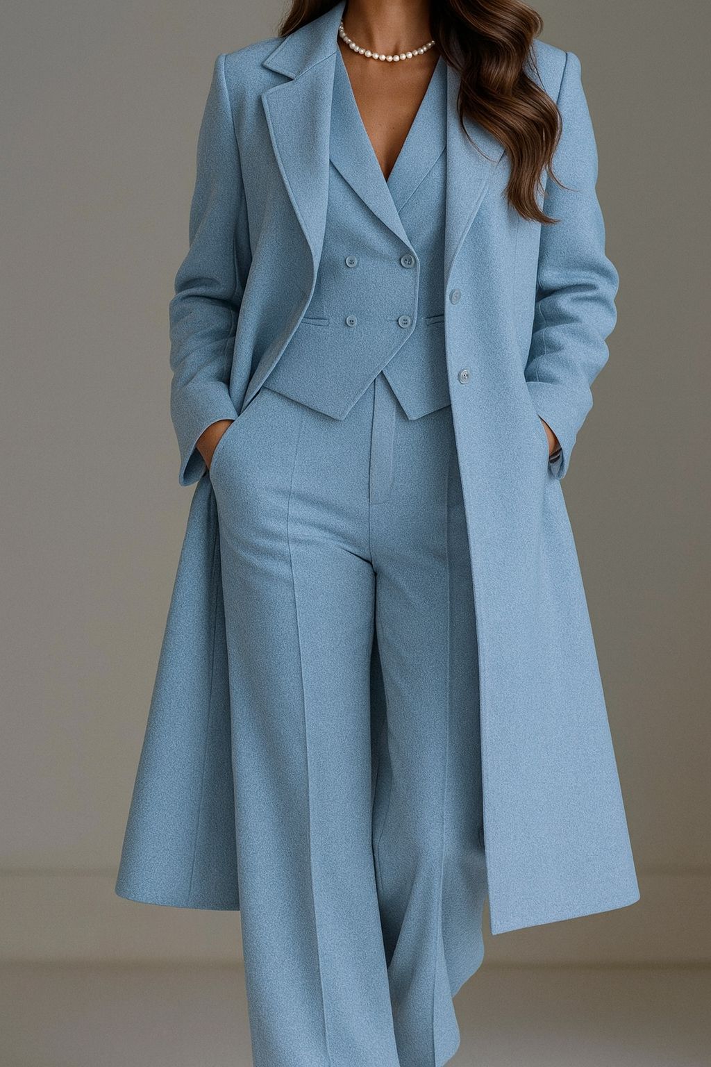Nidia - Traje de Tres Piezas Con Blazer Largo