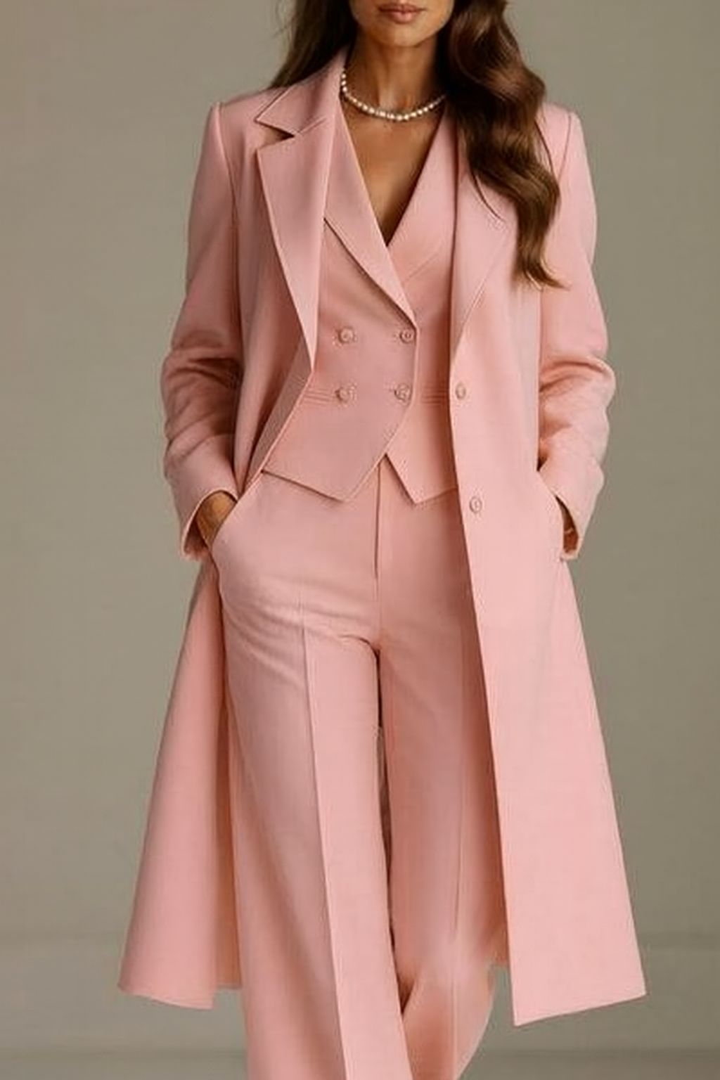 Nidia - Traje de Tres Piezas Con Blazer Largo