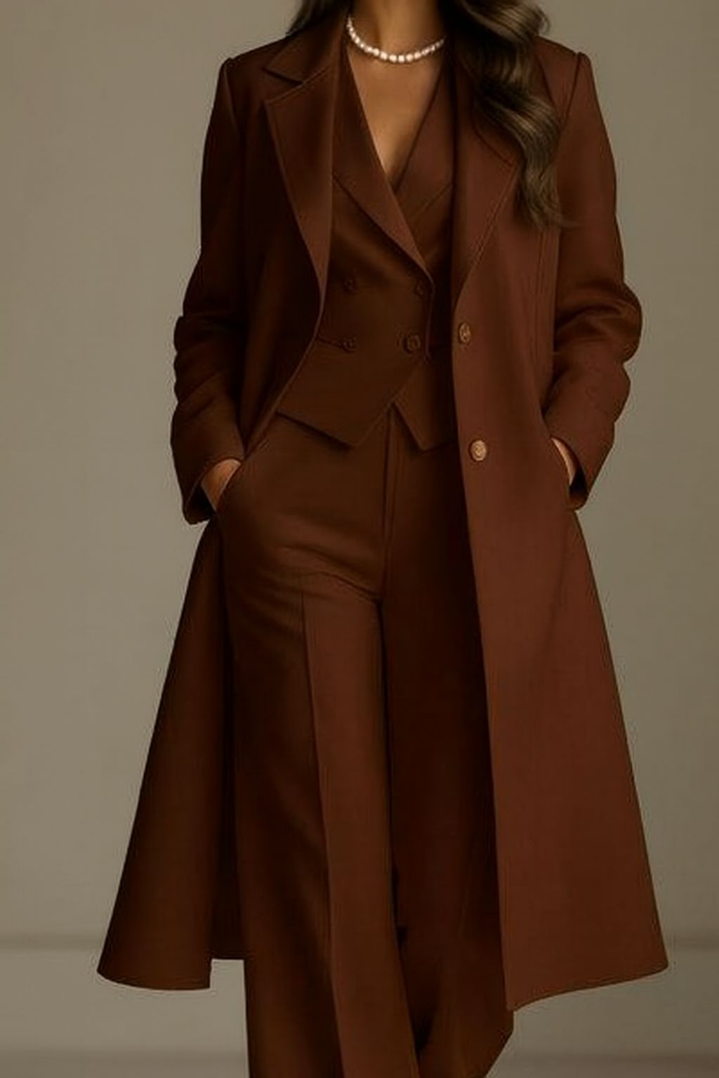 Nidia - Traje de Tres Piezas Con Blazer Largo