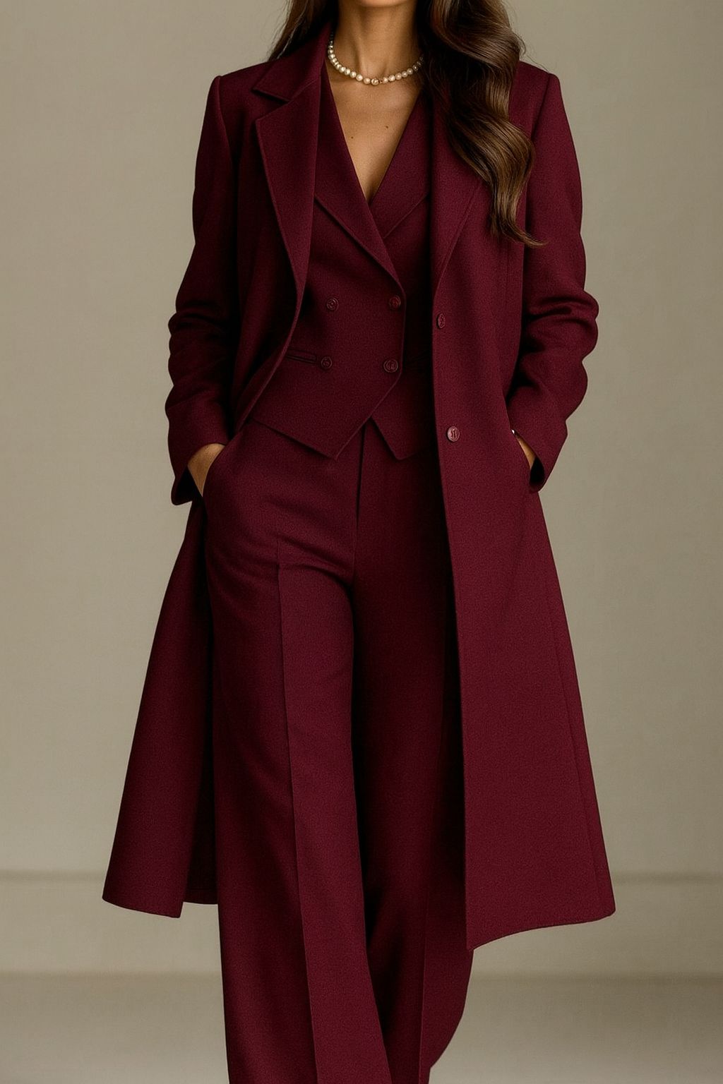 Nidia - Traje de Tres Piezas Con Blazer Largo