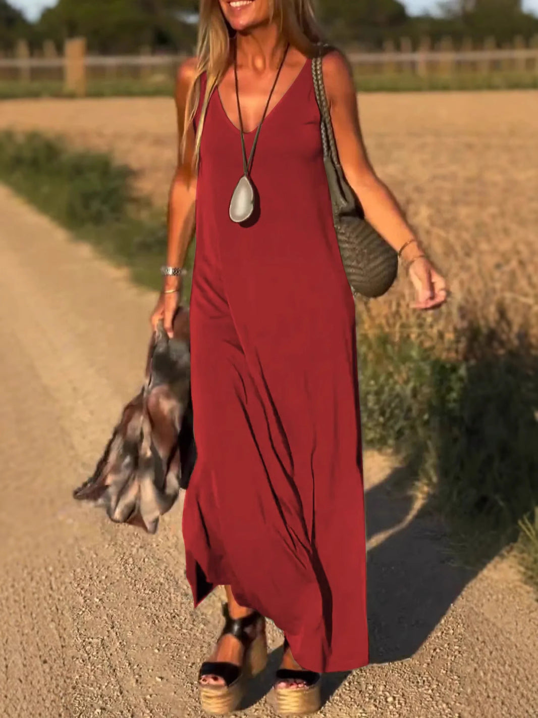 Evelyne - Vestido Largo Sin Mangas Con Cuello en V