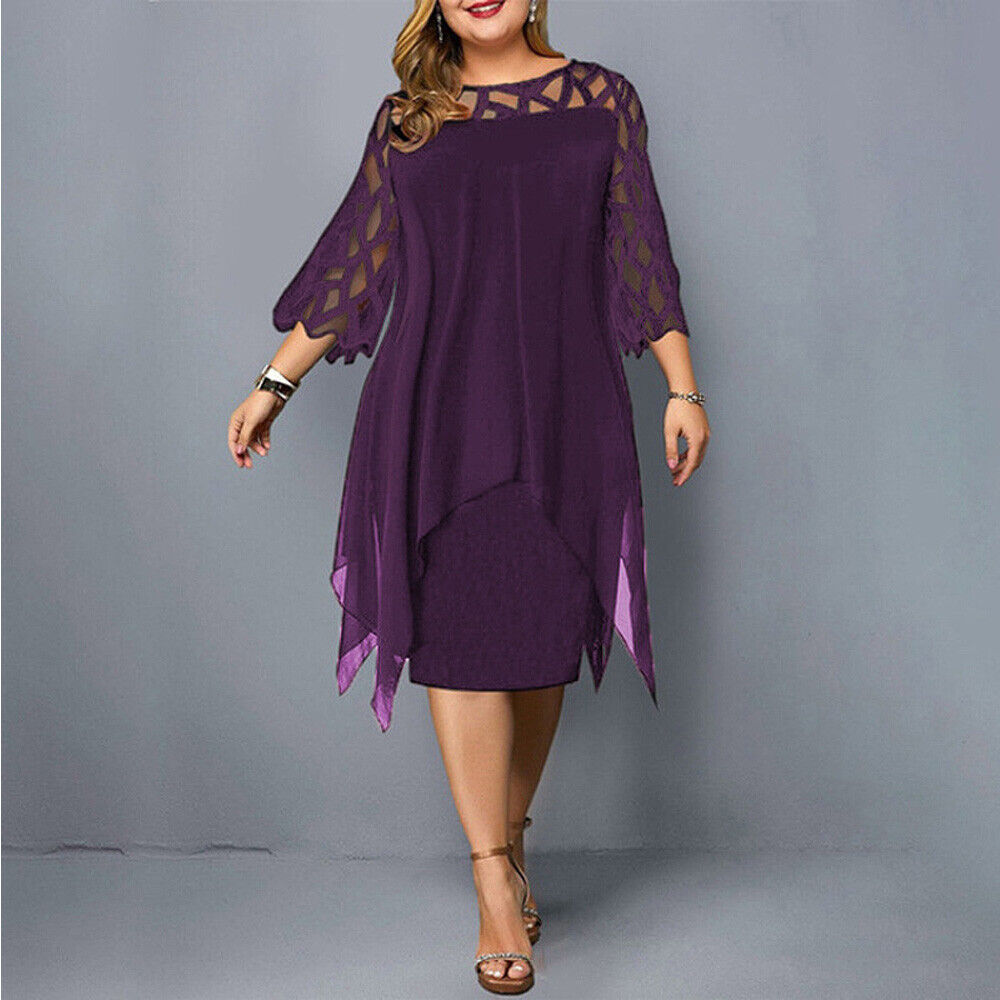 Krezia | Vestido Midi De Talla Grande Con Mangas De Malla
