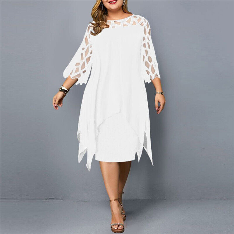 Krezia | Vestido Midi De Talla Grande Con Mangas De Malla