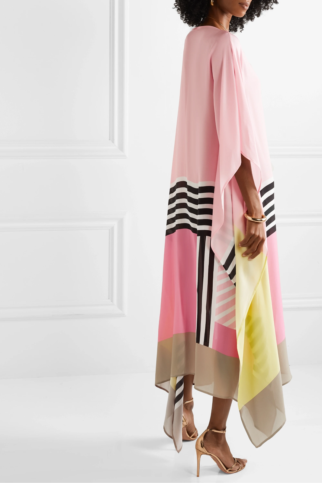Shraddha | Vestido Maxi Caftán Con Estampado de Rayas Patchwork