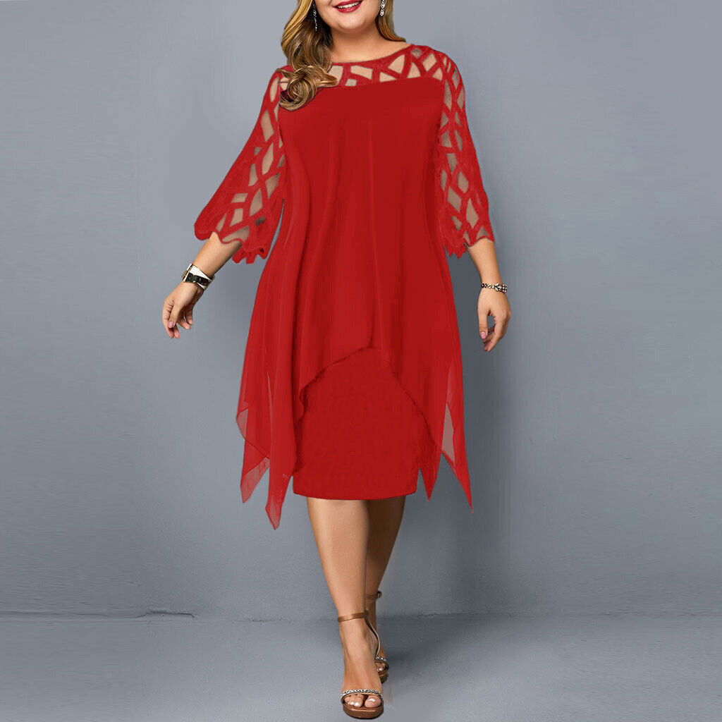 Krezia | Vestido Midi De Talla Grande Con Mangas De Malla