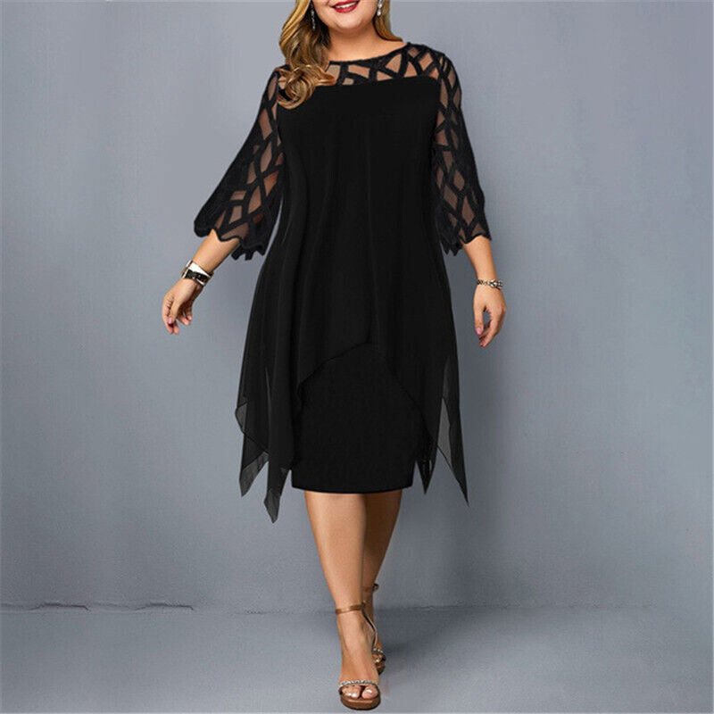 Krezia | Vestido Midi De Talla Grande Con Mangas De Malla