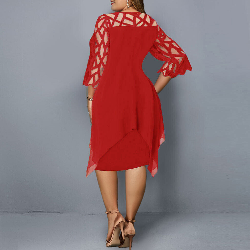 Krezia | Vestido Midi De Talla Grande Con Mangas De Malla