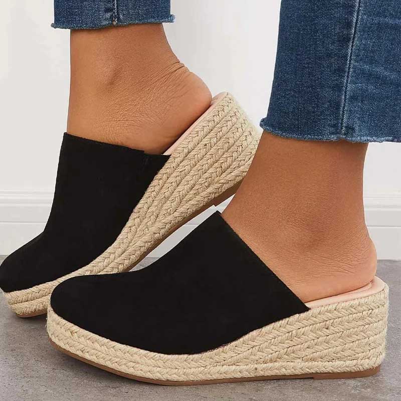 Felisa | Sandalias Tipo Mule Con Cuña y Suela de Plataforma Trenzada