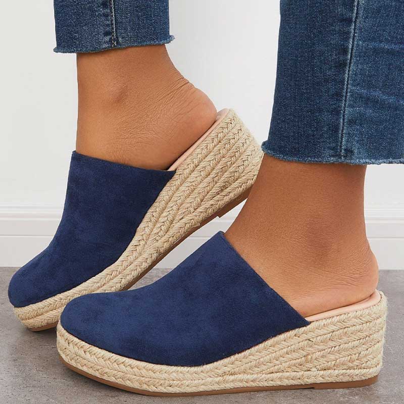 Felisa | Sandalias Tipo Mule Con Cuña y Suela de Plataforma Trenzada