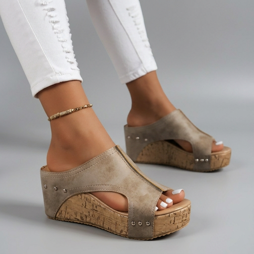 Layen - Sandalias de Cuña Con Plataforma y Puntera Abierta
