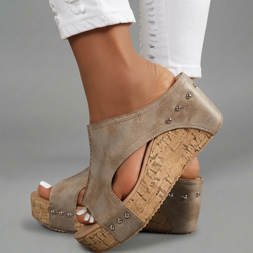 Layen - Sandalias de Cuña Con Plataforma y Puntera Abierta