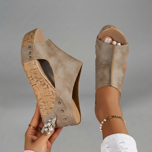 Layen - Sandalias de Cuña Con Plataforma y Puntera Abierta