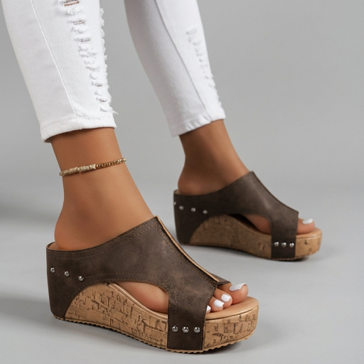Layen - Sandalias de Cuña Con Plataforma y Puntera Abierta