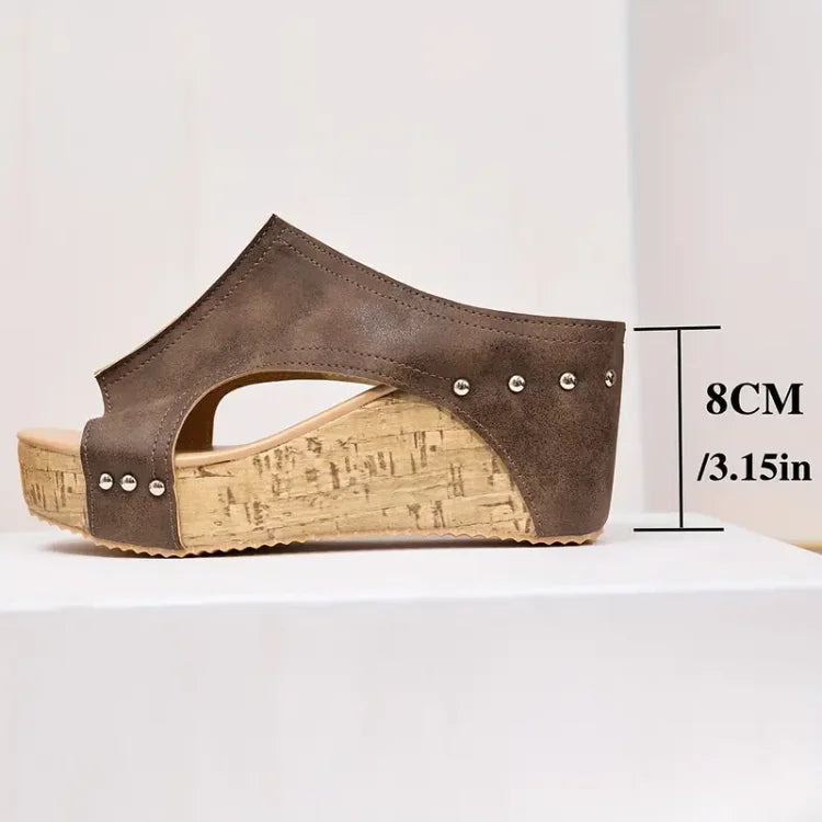 Layen - Sandalias de Cuña Con Plataforma y Puntera Abierta