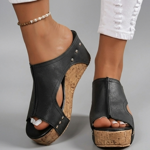 Layen - Sandalias de Cuña Con Plataforma y Puntera Abierta