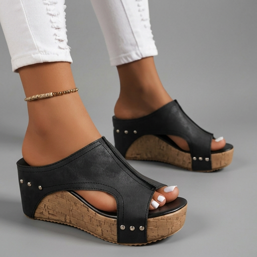 Layen - Sandalias de Cuña Con Plataforma y Puntera Abierta