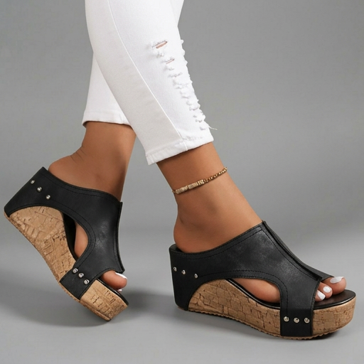 Layen - Sandalias de Cuña Con Plataforma y Puntera Abierta
