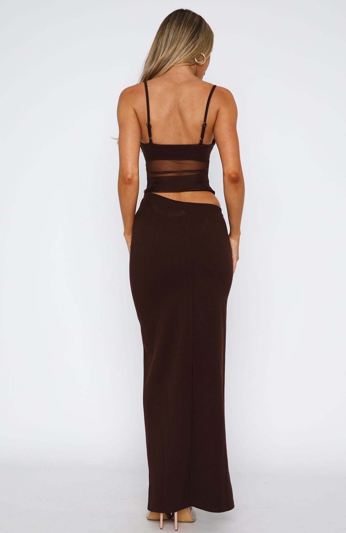Aisling | Vestido Maxi Ajustado Con Panel De Malla
