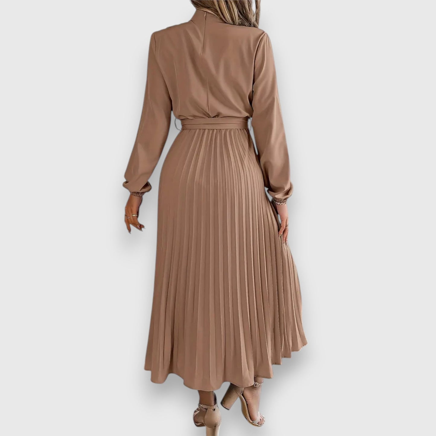 Lisa | Vestido Midi Plisado de Manga Larga
