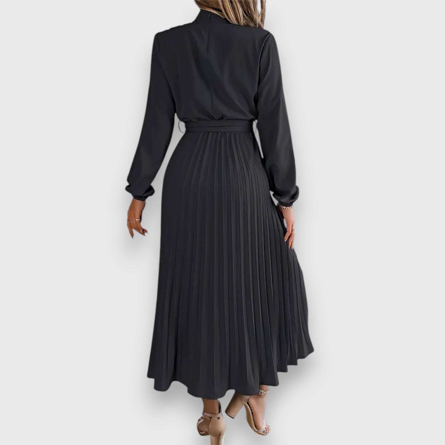 Lisa | Vestido Midi Plisado de Manga Larga