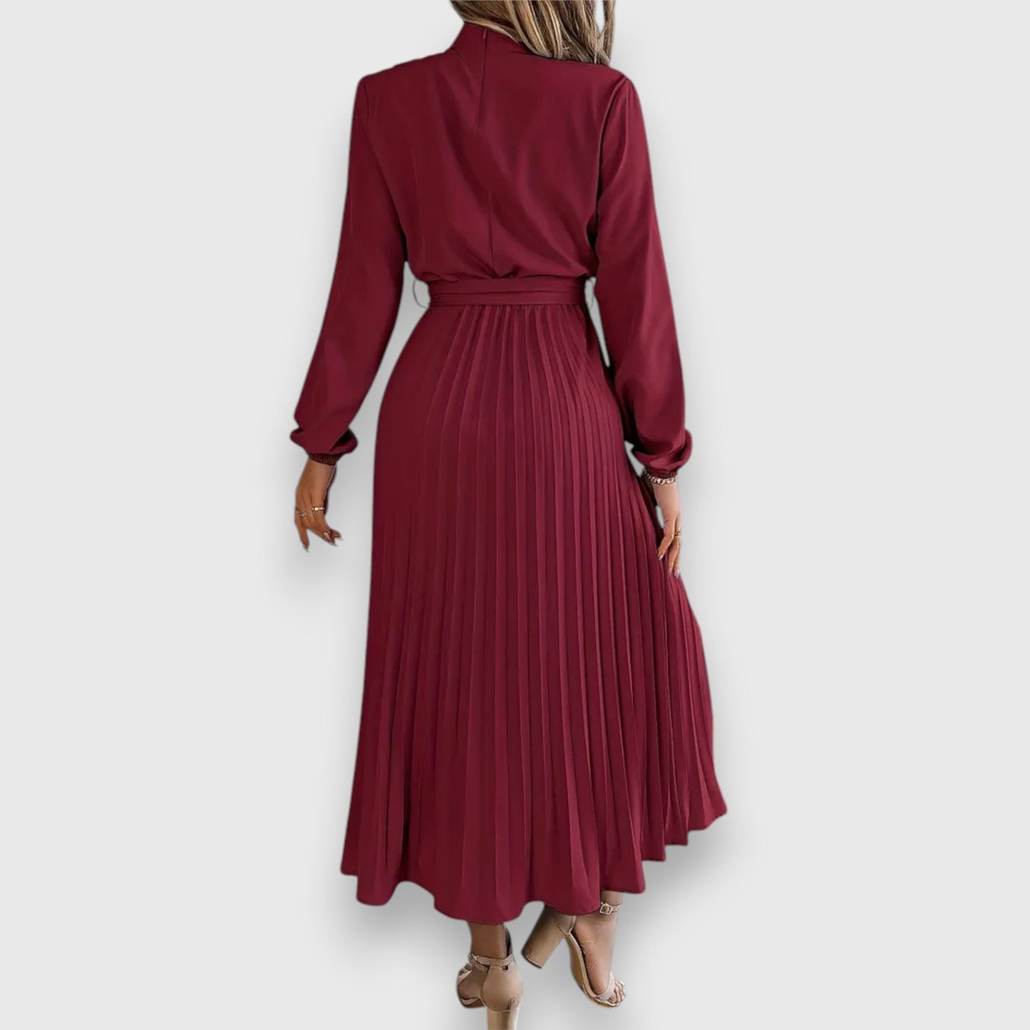Lisa | Vestido Midi Plisado de Manga Larga