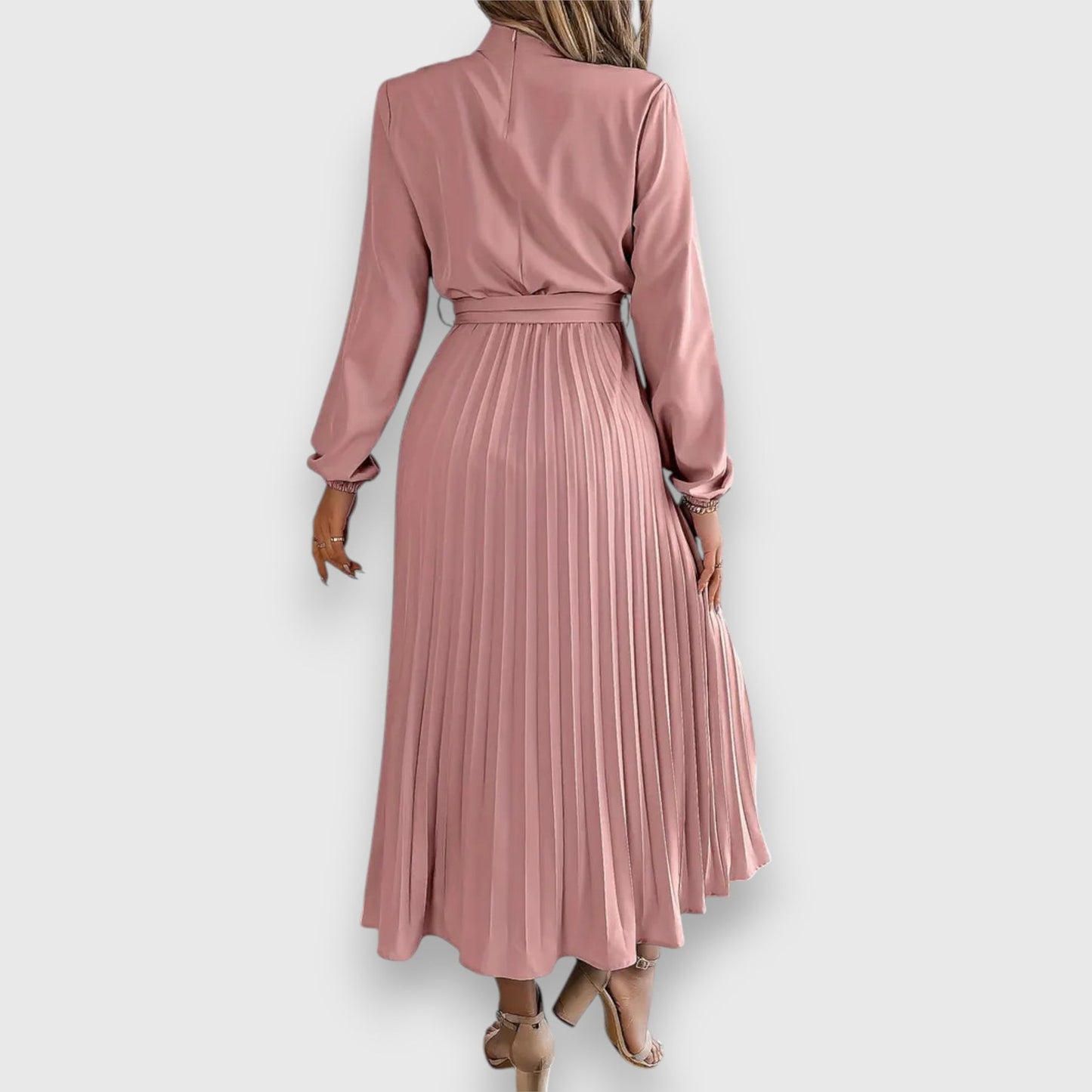 Lisa | Vestido Midi Plisado de Manga Larga