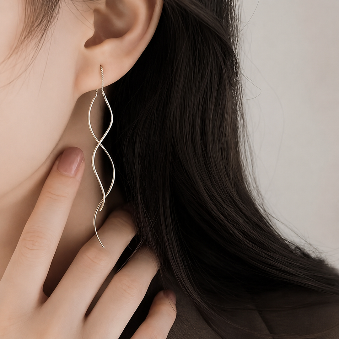 Idalina | Pendientes Colgantes con Diseño Ondulado