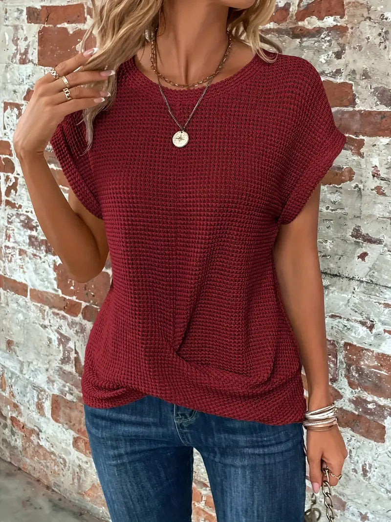 Mila | Blusa Texturizada Manga Corta Cuello Redondo