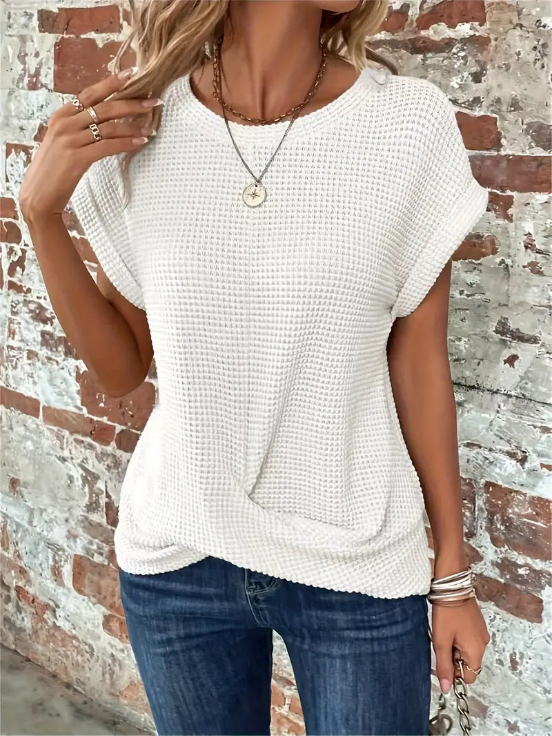 Mila | Blusa Texturizada Manga Corta Cuello Redondo