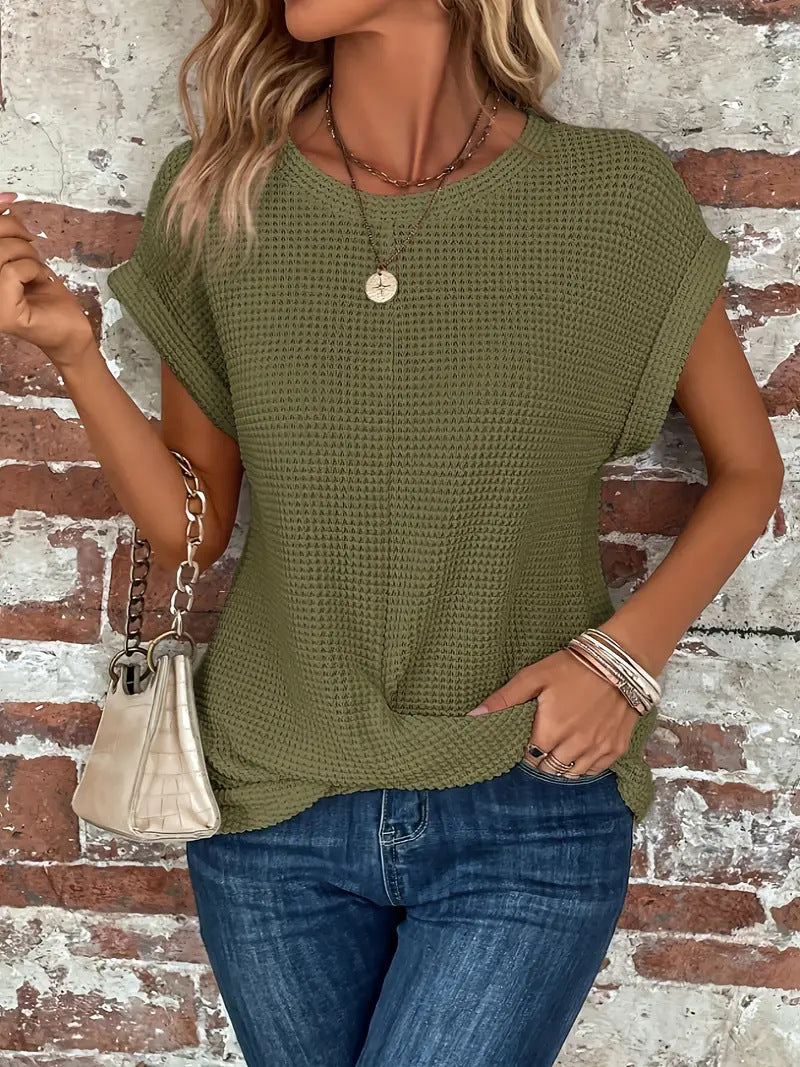 Mila | Blusa Texturizada Manga Corta Cuello Redondo
