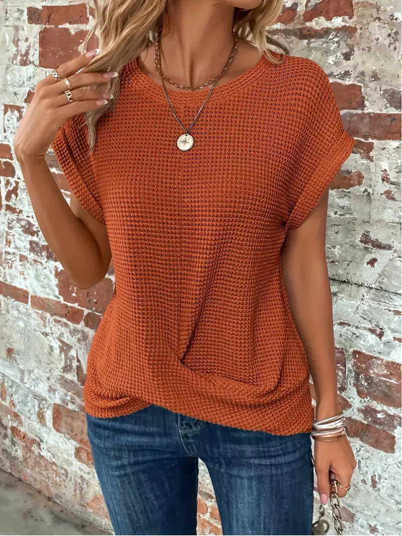 Mila | Blusa Texturizada Manga Corta Cuello Redondo