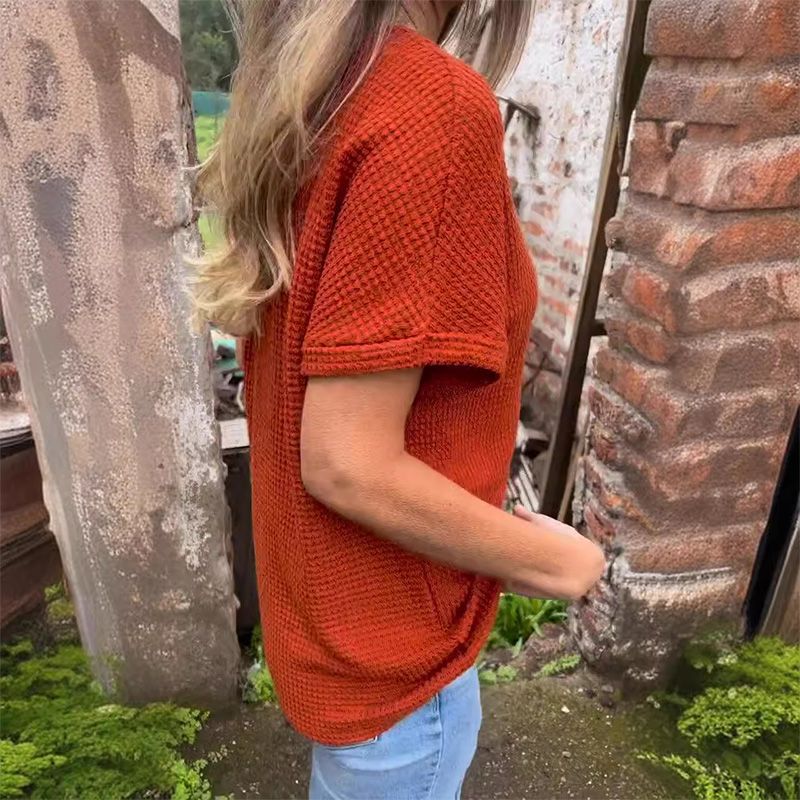 Lindse | Blusa Texturizada de Manga Corta con Escote V